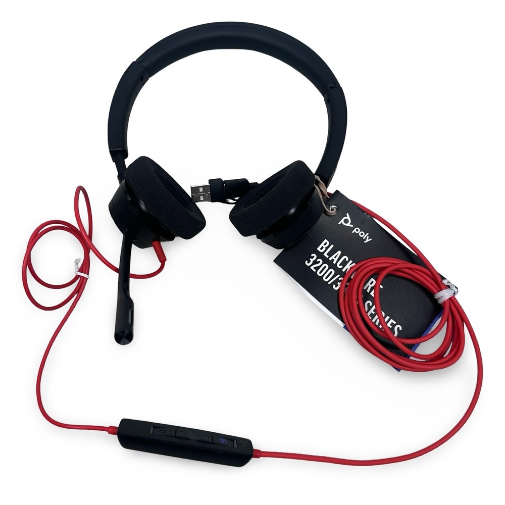 Poly Plantronics Blackwire 3320-M USB-C Wired Headset Microsoft Teams Black Red